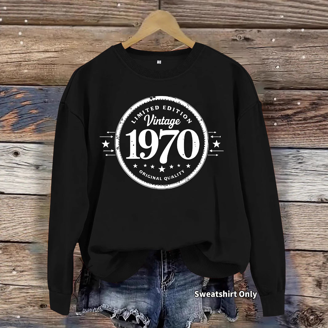 1970 printed hoodie for women