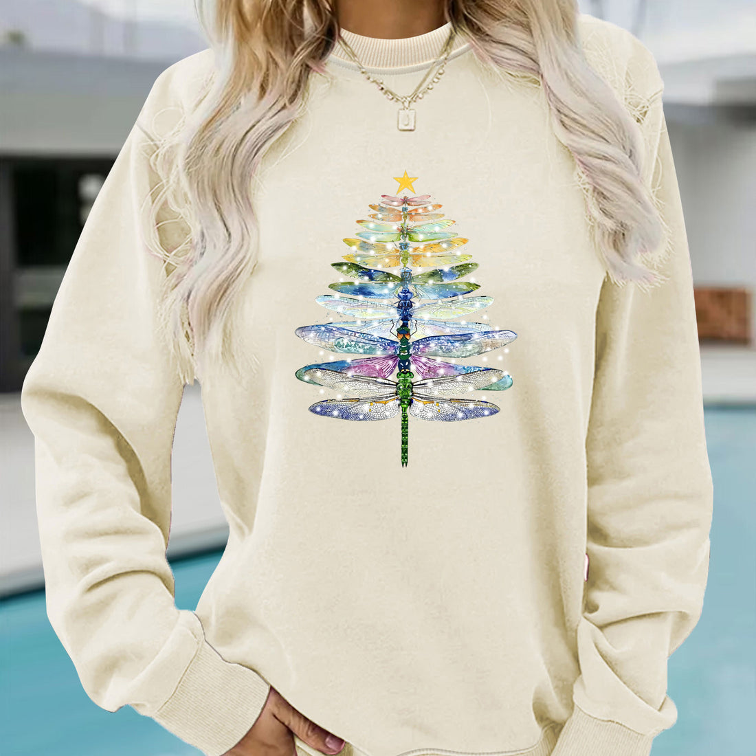 Dragonfly printed hoodie for women